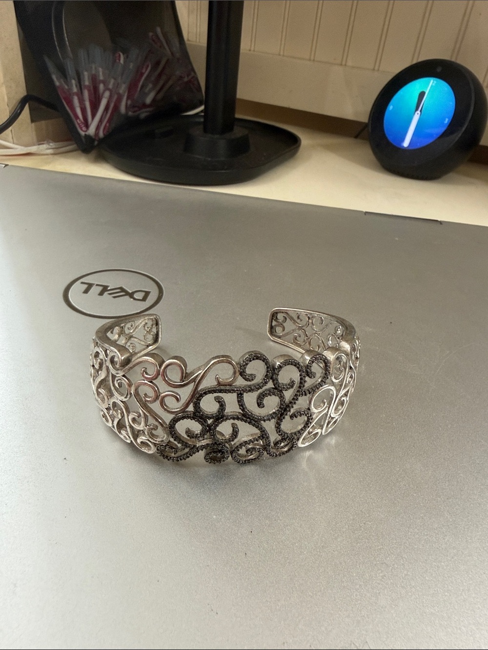 Silver and black cuff bracelet. Never worn